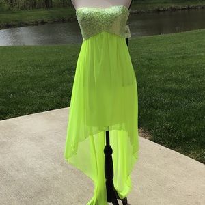 NWT My Michelle Strapless High Low Sequined Gown